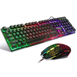 HLD Bakth Multiple Color Rainbow Led Backlit Mechanical Feeling USB Wired Gaming Keyboard And Mouse Combo for Working Or Game