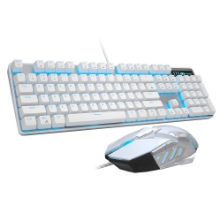 HLD Mechanical Gaming Keyboard And Mouse Combo, Magegee Mk-Storm 104 Keys Ice Backlit Keyboard With Switches, 7 Button In Blue