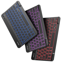 HLD Omoton Ultra-Slim Wireless Bluetooth Keyboard, 7-Color Backlit Rechargeable Compatible With Ipad 9Th 2021/ 8Th 2020 /7Th Gen