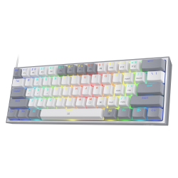 HLD K617 60% Wi RGB Gaming Keyboard, 61 Keys Compact Mechanical Keyboard W/white & Grey Mixed-Colo Keycaps, Linear Switch, Pro Driver Support In Red