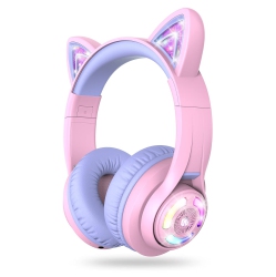 HLD Iclever Bth13 Bluetooth Headphones, Cat Ear Led Light Up Wireless Kids Headphones With Volume Limited (74/85/94Db), 45H Play