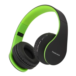HLD Wireless Bluetooth Over-Ear Stereo Foldable Headphones, Wired Headsets With Built-In Microphone for Iphone, Samsung, Lg, Ipad (Black/green)