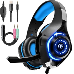 HLD Gaming Headset for Ps4 Ps5 Xbox One, Over-Ear Gaming Headphones With Noise Reduction Mic Volume Control Led Light for Ps5 Ps