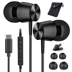 HLD USB C Headphones With Mic for Samsung S21 Fe S20 Ultra, Ailzpxx Hifi Stereo In-Ear Type C Wired Earbuds USB-C Earphones Nois