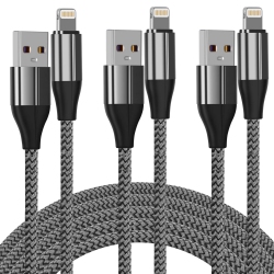 HLD Iphone Charger Cable (3 Pack 10 Foot), Mfi Certified 10 Feet Nylon Braided Lightning Cable, Iphone Charging Cord USB Cable
