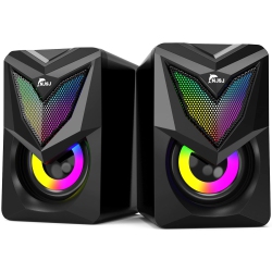 HLD Njsj Computer Speakers, 2.0 USB-Powered Speaker for Desktop, Portable Wired PC Speakers With Led Light Volume Control 3.5Mm