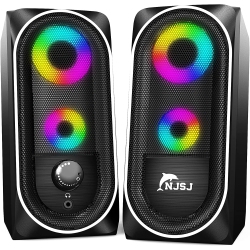 HLD Njsj Computer Speakers, 2.0 USB Powered RGB Gaming Speakers, 10W Stereo Bass Desktop Speaker With Colorful Led Light, 3.5MM A