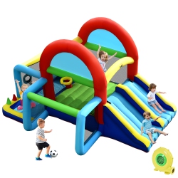 COSTWAY Inflatable Bounce House Kids Bouncy Jumping Castle W/ Dual Slides & 480W Blower