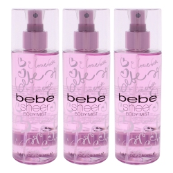 BEBE Sheer By for Women - 8.4 OZ Body Mist - Pack Of 3