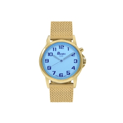 BANDINI Womens 28MM Analog Gold Tone Mesh Light Up Glow Watch, Stainless Steel Metal Adjustable Band, Quartz Dial, Large Easy Read Numbers In White