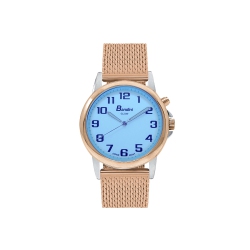 BANDINI Womens 28MM Analog Rose Gold Tone Mesh Light Up Glow Watch, Stainless Steel Metal Adjustable Band Dial, Large Easy Read Numbers In White