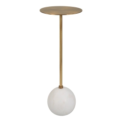 UTTERMOST Gimlet Contemporary Metal And Marble Drink Table In Honed White/brass