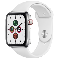 APPLE Refurbished (Fair) - Watch Series 5 (Gps + Cellular) 44MM Stainless Steel Case With Sport Band In White
