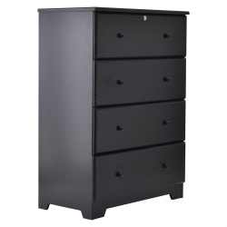 BETTER HOME PRODUCTS Isabela Solid Pine Wood 4 Drawer Chest Dresser In In Black