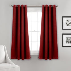 CANADIAN LINEN Triple Weave Blackout Window Curtain, W 52" X L 63", 3 Layer Light Blocking 2 Panel No Noise Washable Polyester Ring Curtains In Red