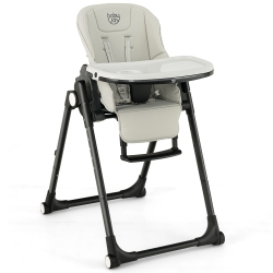 COSTWAY Babyjoy 4-In-1 Foldable Baby High Chair Height Adjustable Feeding Chair W/ Wheels