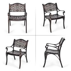 COSTWAY 4PCs Patio Dining Bistro Chair All Weather Cast Aluminum Armrest Garden