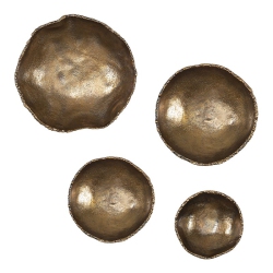 UTTERMOST Lucky Coins Aluminum Wall Bowls In Vintage Brass (Set Of 4)
