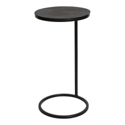 UTTERMOST Brunei Round Iron Metal And Aluminum Accent Table In Aged In Black