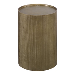 UTTERMOST Adrina Textured Reeded Exterior Drum Aluminum Accent Table In In Gold