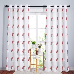 CANADIAN LINEN Voile Sheer Curtains W 52" X L 84" 2 Panels Light Filtering Washable Sheer Window Drapes Ring Curtains, Decorative White/red