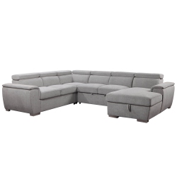 URBAN CALI Bel Air Large Modular Sleeper Sectional Sofa Bed With Storage Chaise In Thora Stone (Right Facing Chaise)
