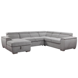 URBAN CALI Bel Air Large Modular Sleeper Sectional Sofa Bed With Storage Chaise In Thora Stone (Left Facing Chaise)