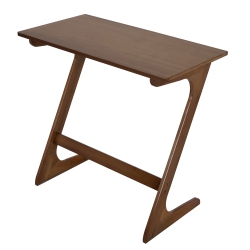 COSTWAY Bamboo Sofa Side Table Z-Shaped Spacious Tabletop Space-Saving Tv Snack Tray Natural/brown