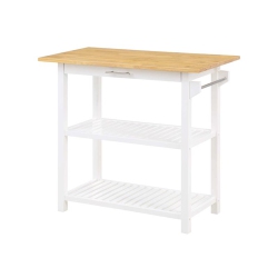 CONVENIENCE CONCEPTS Designs2Go Three-Tier Butcher Block Kitchen Prep Island With Drawer- Wood In White