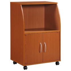 HODEDAH Modern Wooden Microwave Kitchen Cart In Cherry Finish