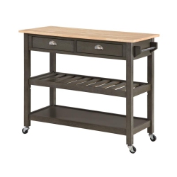 CONVENIENCE CONCEPTS American Heritage Three-Tier Butcher Block Kitchen Cart W/ Drawers In Wood In Gray