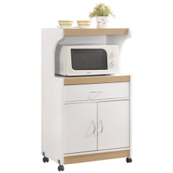 HODEDAH Microwave Contemporary Wooden Kitchen Cart In Finish In White