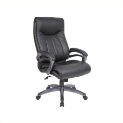 KINGFISHER LANE Leather Double Layer Executive Office Chair In In Black