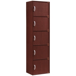 HODEDAH 5 Shelf 5 Door Multi-Purpose Wooden Bookcase In Finish In Mahogany