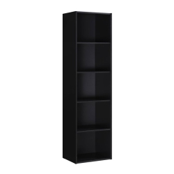 PEMBERLY ROW Five Shelf Multi-Purpose Wooden Bookcase In Finish In Black