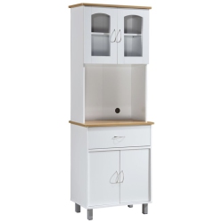 HODEDAH Kitchen China With 4-Door 1-Drawer And Microwave Space In Wood In White