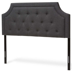 BOWERY HILL Modern Fabric Tufted Queen Headboard In Dark In Gray