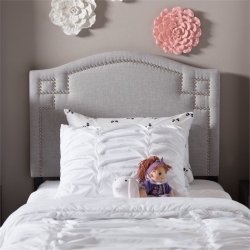 BOWERY HILL Modern Upholstered Twin Headboard In Grayish In Beige