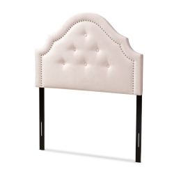 BOWERY HILL Tufted Velvet And Wood Twin Headboard In Light In Pink