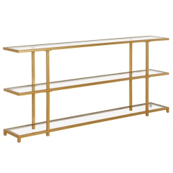 HENN&HART 64" Brass Finish Metal/glass Console Table