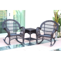 JECO INC. Jeco 3 Piece Wicker Conversation Set In Espresso