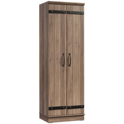 PEMBERLY ROW 2-Barn Door Engineered Wood Narrow Storage Cabinet In Salt Oak