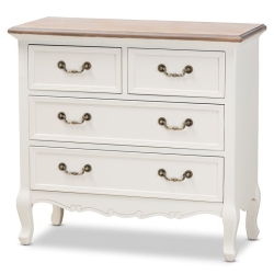 BOWERY HILL Traditional And Oak Finished 4-Drawer Accent Dresser In White