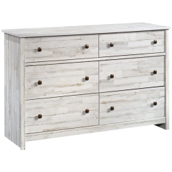 PEMBERLY ROW 6 Drawer 50.5" Rustic Wooden Dresser In Plank In White