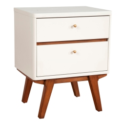 BOWERY HILL Two Drawer Wood Nightstand In In White