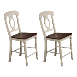 SUNSET TRADING Andrews 24" Napoleon Wood Barstools In White/chestnut (Set Of 2)