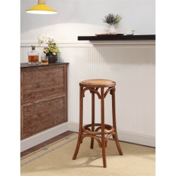 LINON Rae 30" Wood Backless Bar Stool In In Brown