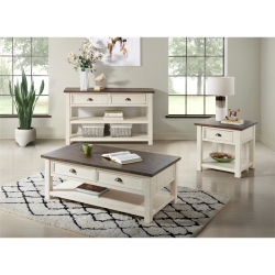 MARTIN SVENSSON HOME Monterey 2 Drawer Sofa Console Table Cream And Brown In White