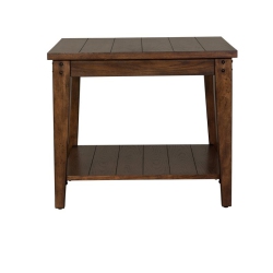 PEMBERLY ROW Transitional Wood Square Lamp Table In In Dark Brown