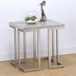 STEVE SILVER COMPANY David Driftwood Top With Metal Pewter Color Base End Table In Gray